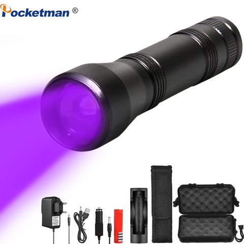 Linterna de LED UV de 15000 lúmenes L2/T6, luz blanca, luz LED con 5 modos de zoom, 395nm, luz negra con batería de 18650 ► Foto 1/6