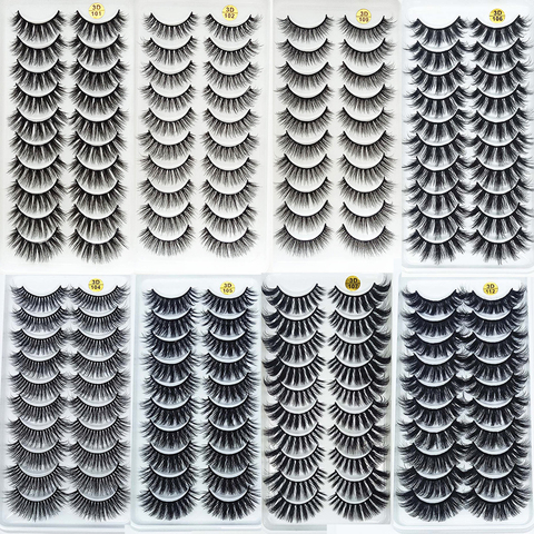 Pestañas de visón 3D, 10 pares, maquillaje, pestañas postizas largas naturales, extensión de pestañas llamativas hechas a mano, pestañas postizas ► Foto 1/6
