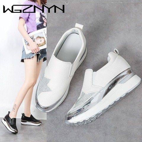 WGZNYN 2022 nueva marca de diseñador de zapatos de mujer zapatos casuales de plataforma de zapatos de mujer resbalón en zapatillas Chaussures Femme 35-43 ► Foto 1/6