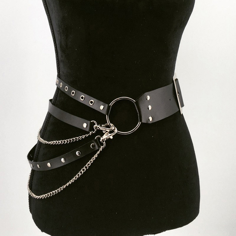 Cinturón gótico Punk de talla grande para mujer, cinturón con cadena de Metal, cinturones de cuero Pu para club nocturno, Hiphop Rock, vestido Sexy para mujer 2022 ► Foto 1/5