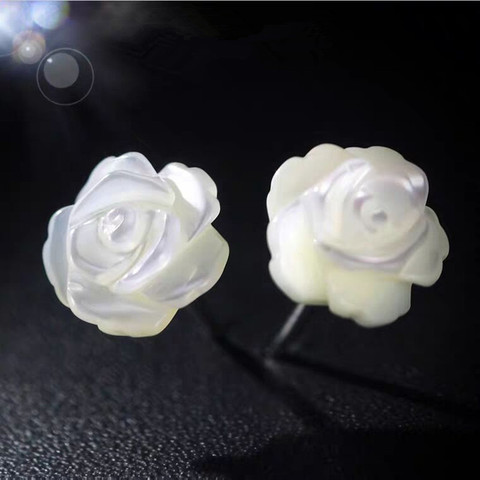 100% de Plata de Ley 925 elegante Flor de perla pendientes para señora pendientes Promoción de joyería, regalo de cumpleaños de las mujeres de envío 2022 nuevo ► Foto 1/6