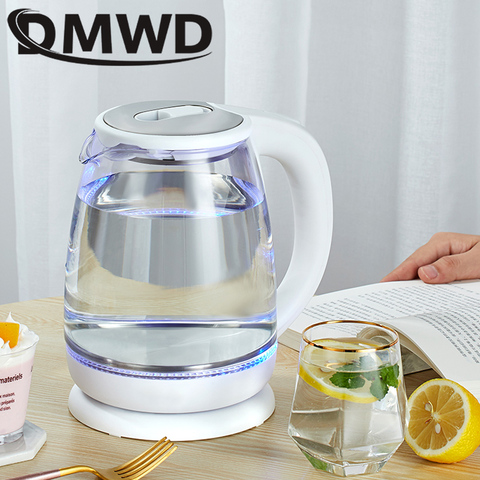 DMWD-hervidor de agua eléctrico para el hogar, tetera de vidrio azul con termostato, Samovar, Apagado automático, Caldera de café de 1500 L y W ► Foto 1/5