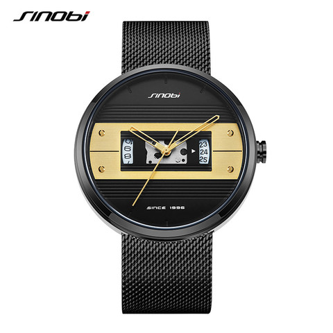 Sinobi-Reloj de pulsera de acero inoxidable para hombre, cronógrafo deportivo militar resistente al agua ► Foto 1/6