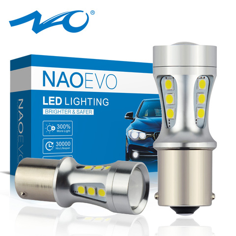 NAO P21W bombilla led T20 W16W PY21W BA15S 1156 W21/5W 1300Lm T15 12V BAY15D 7443 Auto P21 5W 7440 W21W coche lámpara de señal 1157 BAU15S ► Foto 1/6