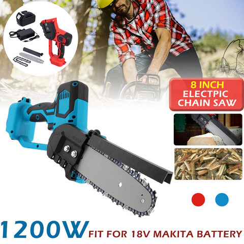 Sierra de cadena eléctrica inalámbrica, 1200W, cepillo de 8 pulgadas, Motor de corte para carpintería de jardín, herramientas eléctricas con batería/cargador de 21V ► Foto 1/6