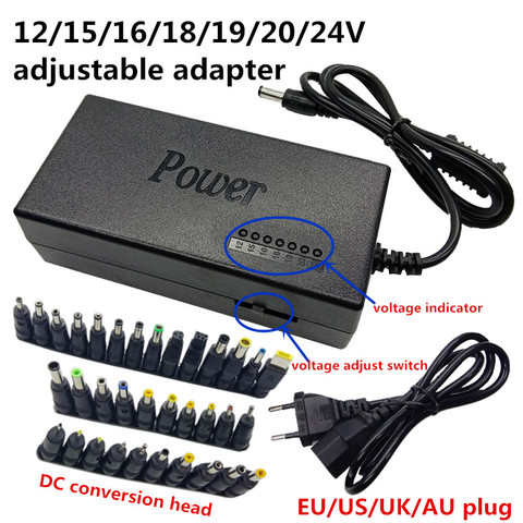 Universal de la UE nos UK enchufe DC 12 V 15 V 16 V 18 V 19 V 20 V 24 V V 4.5A 4A ajustable adaptador de fuente de alimentación 34 desmontable para ordenador portátil ► Foto 1/6