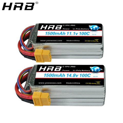 HRB-batería Lipo de 1500mah 7,4 V 11,1 V 14,8 V 18,5 V 22,2 V XT60 Deans T Plug 1S 2S 3S 4S 6S 100C RC FPV aviones Dron, piezas de coche ► Foto 1/6