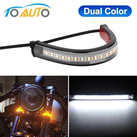 Luz de señal de giro para motocicleta DRL, luz LED blanca ámbar, intermitente, anillo, horquilla, lámpara intermitente centellante de 12V ► Foto 1/6