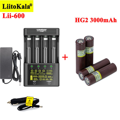 LiitoKala HG2 3000mAh baterías recargables con Lii-600 cargador de batería para 3,7 V Li-Ion 18650, 21700, 26650, 1,2 V AA aaa NiMH ► Foto 1/6