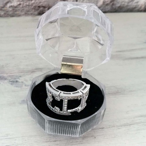 Topvekso-Anillo de circonia cúbica de calidad superior, joyería con letras de Sorority, joyería griega ► Foto 1/3