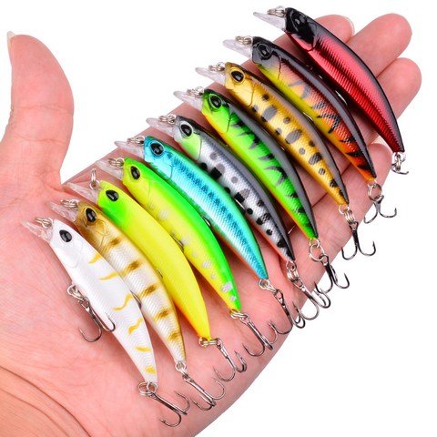 Juego de Señuelos de Pesca de pececillo lento láser, 4g, 7cm, Isca Crankbaits, cebo duro Artificial para carpa, Kit de Señuelos de Pesca, 10 Uds. ► Foto 1/6