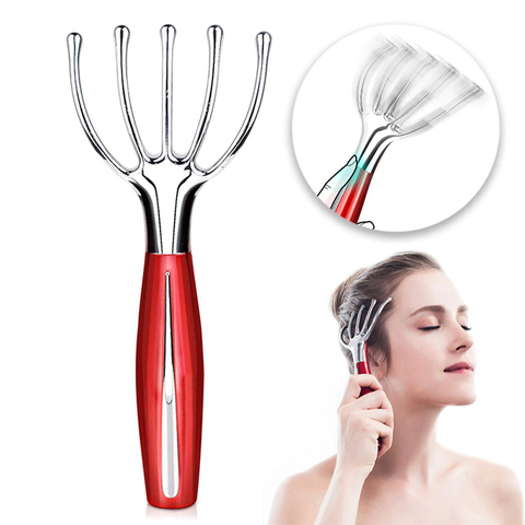 Masajeador relajante eléctrico de cinco dedos para la cabeza para el cabello, SPA, cuero cabelludo, cuello, dolor de cabeza, alivio del estrés, masaje portátil de cuerpo completo ► Foto 1/1