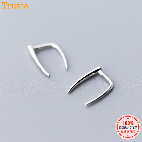 Trustdavis, pendiente de aro de Plata de Ley 925 Lisa auténtica para mujer, moda de plata 925, regalo de joyería al por mayor DA452 ► Foto 1/6