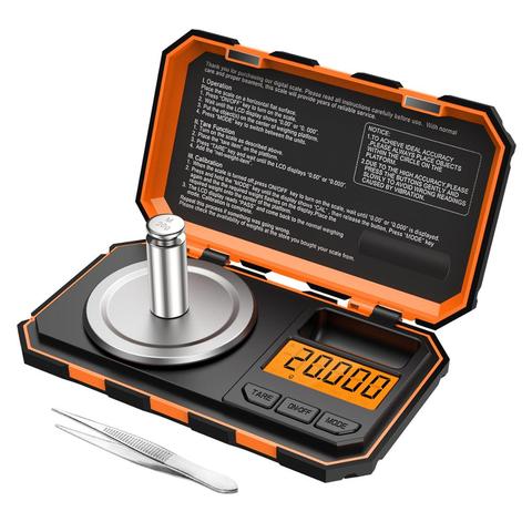 Miniescala Digital portátil de 0.001g, balanza de bolsillo profesional de graduación precisa, calibre de 20g, pinzas de pesas ► Foto 1/6