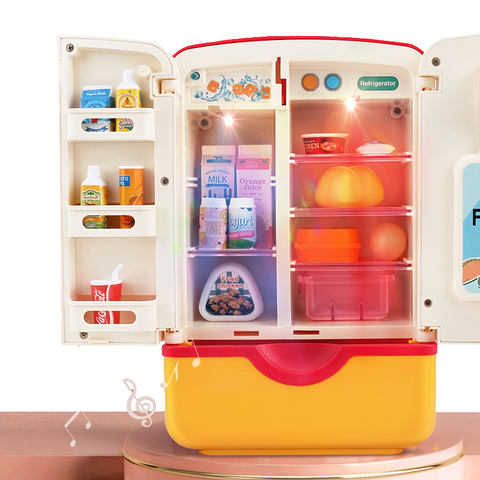 Los niños juguetes para juego de imitación de simulación doble refrigerador de refrigerador educativa Mini cocina juguetes papel jugando Juguetes ► Foto 1/6