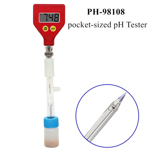 Medidor de pH de PH-98108, rango de medición de electrodos de vidrio afilado de 0,00 a 14,00 pH para alimentos, queso, leche, tierra, prueba de pH de 40% de descuento ► Foto 1/6