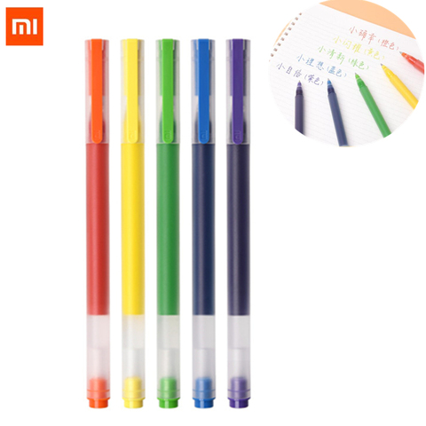 Nuevo Xiaomi Mijia súper duradero de signo de escritura pluma 5 colores Mi pluma 0,5mm pluma de Gel firma bolígrafos para la escuela oficina de dibujo ► Foto 1/6