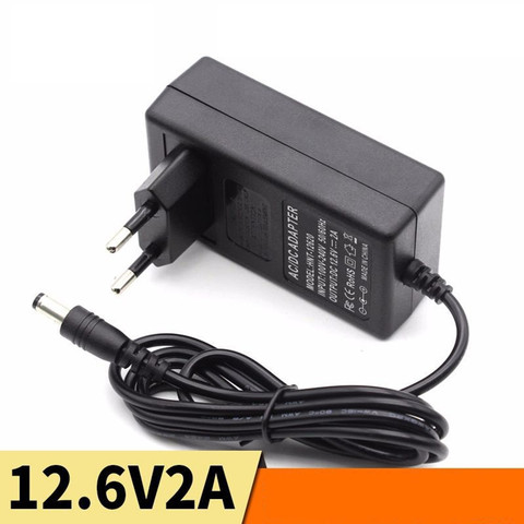 Cargador de batería de litio 12,6 V 2A 12,6 V 1A 18650 enchufe de EE. UU. De la UE 5,5 MM * 2,1 MM 100-220V cargador de litio de pared de iones de litio 1m ► Foto 1/6