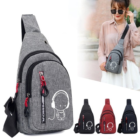 Riñonera de lona con cremallera para hombre y mujer, bolso Unisex para el pecho, para deportes de calle, con Cinturón estampado para chica y niño, # T2G ► Foto 1/6