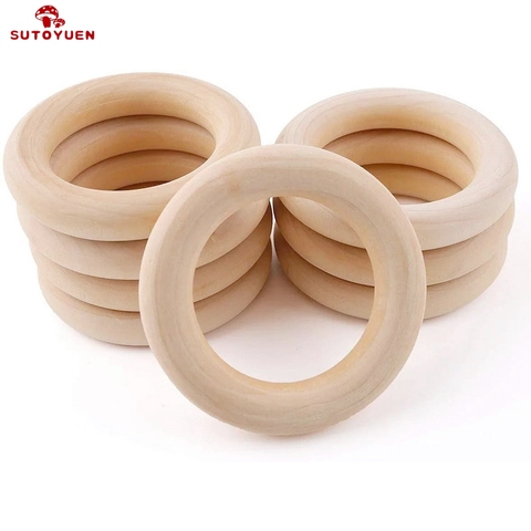 Sutoyuen-Anillo de madera Natural con cuentas de dentición para mordedores, artesanías para hacer joyería, 40/50/55/70mm, 50 Uds. ► Foto 1/6