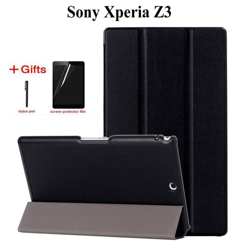 Funda de piel PU abatible delgada para Tablet Sony Xperia Z3 compacta de 8,0 pulgadas con soporte de cuero PU funda plegable + película + pluma ► Foto 1/6