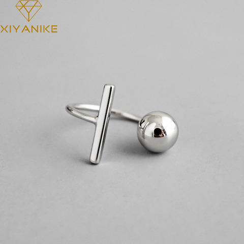 XIYANIKE-anillos de boda y joyería ajustables para hombre y mujer, de Plata de Ley 925, simples geométricos redondos, regalos, talla 18mm ► Foto 1/5