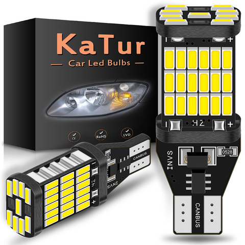 Katur 2 piezas T15 W16W LED Luz de marcha atrás bombillas 920, 921 de 912 Canbus 4014 45SMD resalte LED de luz de estacionamiento bombillas de lámpara DC12V ► Foto 1/6