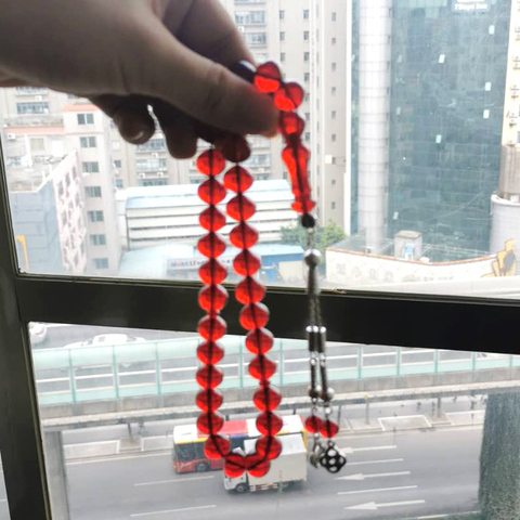 Mistanka Tasbih-brazalete musulmán rojo, 33 cuentas de Paryer, regalo islámico, Misbaha roja, joyería turca, accesorios de moda árabe ► Foto 1/6