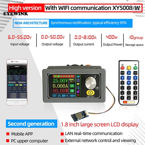 XY5008 DC convertidor Buck CC CV 0-50V 8A 400W módulo de potencia ajustable regulado laboratorio fuente de alimentación variable WIFF APP ► Foto 1/5