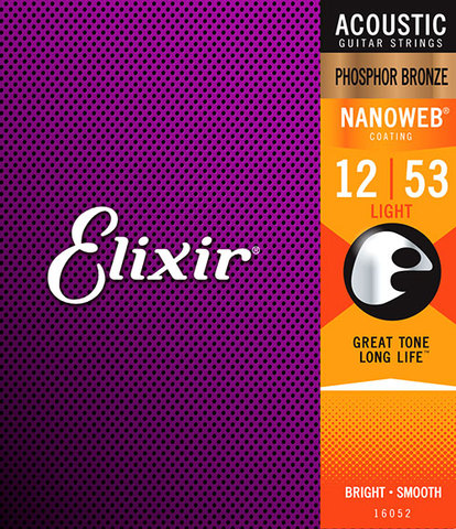 Elixir Original 16052 bronce fosforado acústico con luz de recubrimiento NANOWEB 12-53 ► Foto 1/2