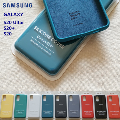 Funda de silicona líquida para Samsung Galaxy S20Plus, carcasa suave y sedosa, estilo Original, con cierre inferior y caja ► Foto 1/5