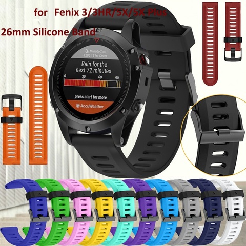 Correa de reloj de 26mm de ancho para Garmin Fenix 3 banda de silicona deportiva al aire libre para Garmin Fenix 3HR/Fenix 5X con herramientas ► Foto 1/6