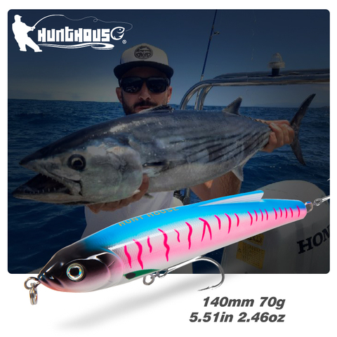 Hunthouse lápiz se hunde de señuelo de pesca 140mm 70g lw136 GT atún mar aparejos de pesca lubina océano barco de pesca de mar cebo ► Foto 1/6