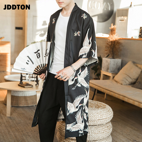 JDDTON, chaquetas de Kimono a la moda para hombre, cárdigan largo, Yukata japonesa tradicional, abrigos Haori, abrigos casuales para hombre JE007 ► Foto 1/6