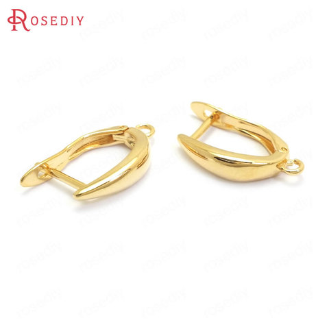 (37206)6 uds., 17MM, 24K, Color dorado, latón, forma de luna, pines de pendientes, ganchos de los pendientes, suministros de joyería, accesorios ► Foto 1/6