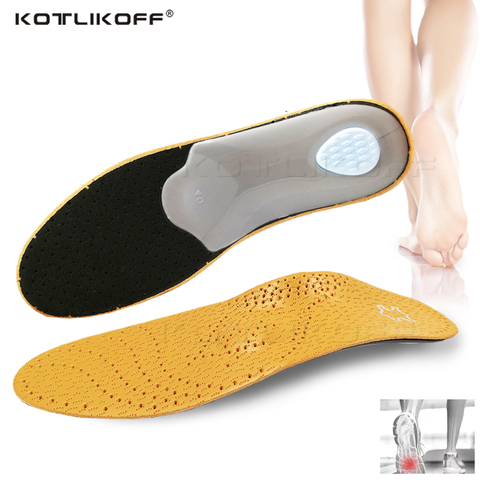 KOTLIKOFF-plantillas ortopédicas de cuero para hombre y mujer, suela de zapatos ortopédicos para pies, soporte de arco para pies planos, zapatos de negocios ► Foto 1/6