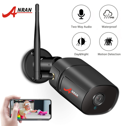 ANRAN-Cámara de seguridad IP inalámbrica tipo bala para el hogar, dispositivo de video de vigilancia de 1080P HD, de audio bidireccional y sistema Onvif, wifi, IR, con soporte en el exterior ► Foto 1/6