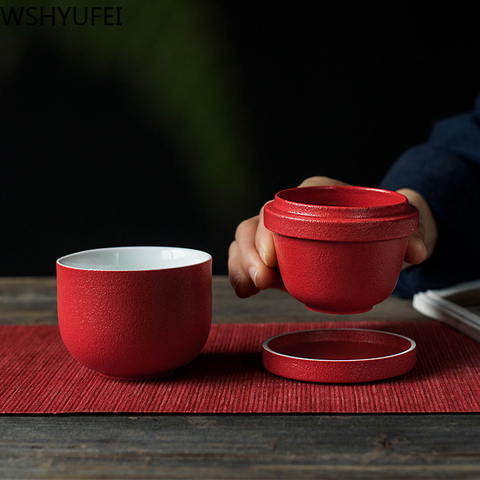 Juego de té de cerámica rojo, juego de té, tetera de viaje, utensilios para beber para el hogar y la Oficina, WSHYUFEI, nuevo estilo ► Foto 1/6