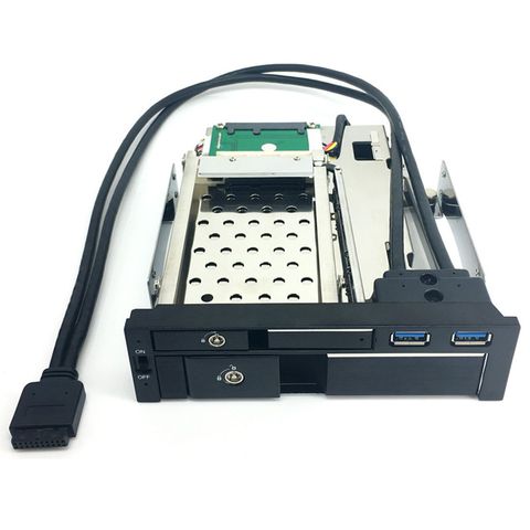 Bandeja óptica de doble Bahía sin herramientas para PC de escritorio carcasa de Rack móvil para 2,5/3,5 pulgadas SATAT III HDD SSD w 2 puertos USB 3,0 Hub para PC de escritorio ► Foto 1/6