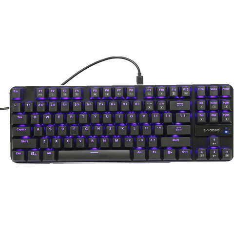 Teclado mecánico K630 retroiluminado RGB, teclado para juegos con cable, luz ultradelgada, interruptor azul de baja tecla, 87 teclas, tapa de tecla (negro) ► Foto 1/6