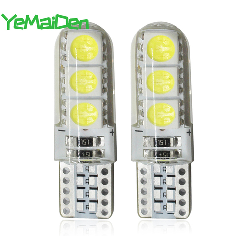 Silicona W5W bombilla LED 5W5 12V 7000K 6 SMD T10 LED Interior de la cúpula del coche luz de lectura Auto cuña lámpara de matrícula lateral blanca 194 ► Foto 1/6