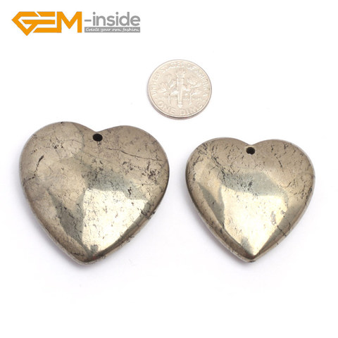 Cuentas de pirita gris con forma de corazón, 35mm, 40mm, 28x54mm, 1 Uds., cuentas de piedra Natural para fabricación de joyería de colgantes ► Foto 1/4