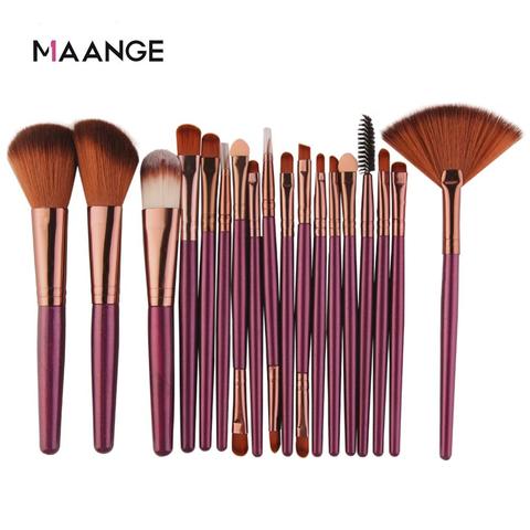 MAANGE 6/15/18 piezas Juego de herramientas de pinceles de maquillaje Cosmético en polvo Sombra de ojos Fundación Blush Blending Beauty Makeup Brush Maquiagem ► Foto 1/6