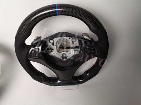 De fibra de carbono Real volante de cuero para BMW E90 E91 E92 E93 3 Serie 2004-2013 ► Foto 1/6