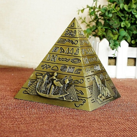 Figura del faraón Khufu de Metal egipcio, estatua de pirámide de construcción, miniaturas, decoración de escritorio para el hogar y la Oficina, regalo de recuerdo ► Foto 1/6
