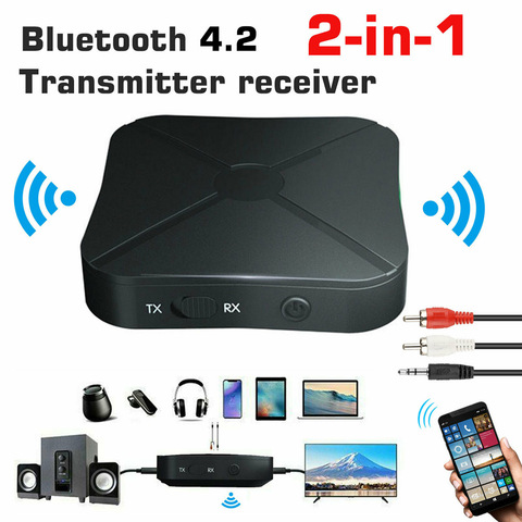 Receptor y transmisor de Audio estéreo 2 en 1, Bluetooth 4,2, adaptador inalámbrico con AUX de 3,5 MM para TV en casa, MP3 y PC ► Foto 1/6