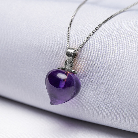 Colgante de piedra con forma de melocotón para mujer, ametistas naturales, collar con incrustaciones de duraznos, Reiki, cristal, regalos, 1 ud. ► Foto 1/5