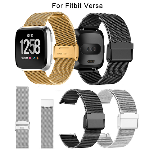 Gran oferta, correa de malla de acero inoxidable Milanese, pulseras de repuesto, correa de reloj para Fitbit Versa, correa de reloj inteligente ► Foto 1/6