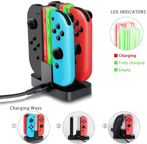 Para Nintendo Switch JoyCon controlador cargador Ewaves 4 en 1 Joycon estación de carga vertical para interruptores controladores w ► Foto 1/1