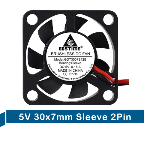 Gdstime-ventilador de refrigeración de 30x30x7mm, 5V, 2 pines, 3cm de CC, Mini refrigerador del radiador sin escobillas, 1 Uds., 3007 ► Foto 1/6